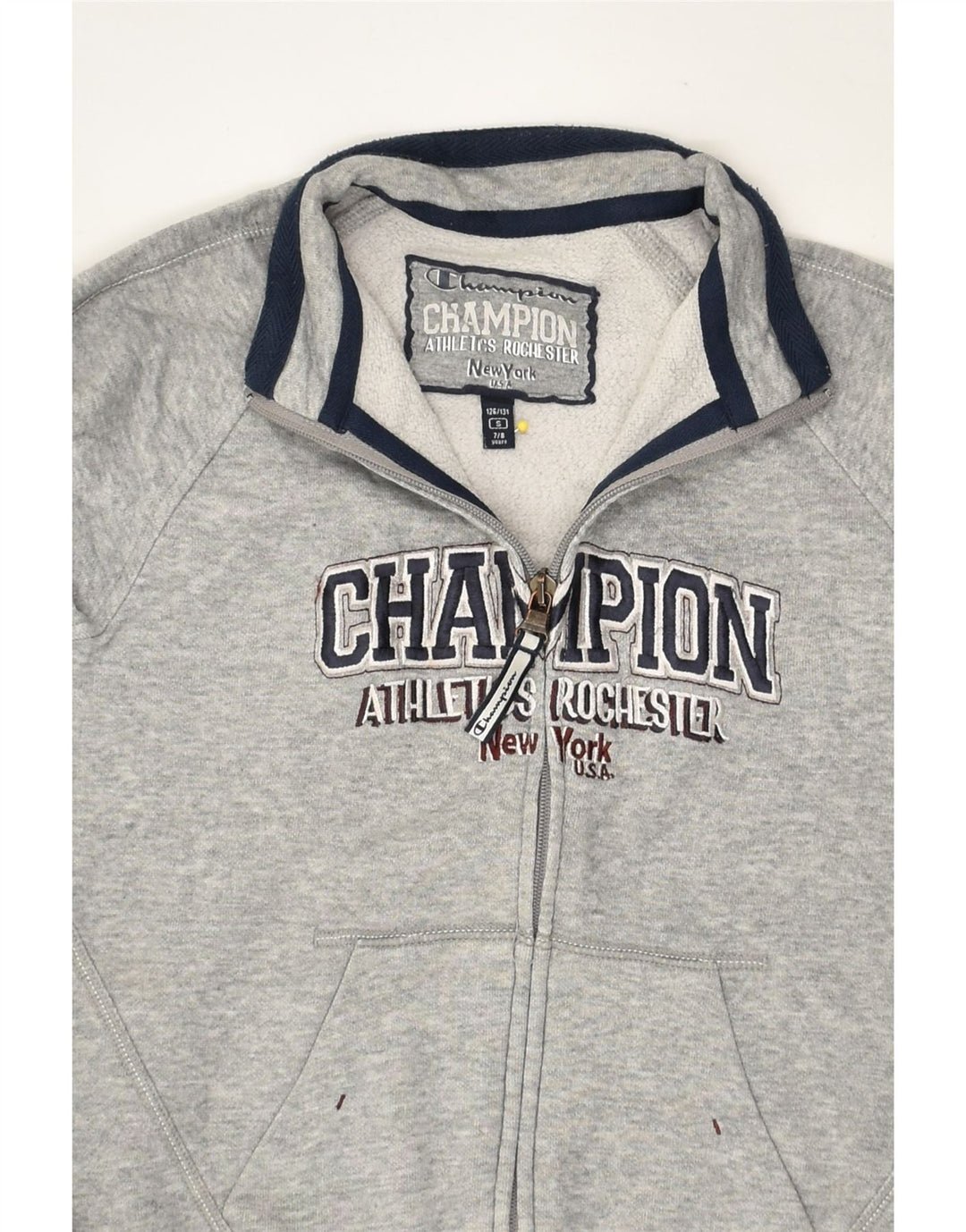 CHAMPION Boys Graphic Tracksuit Top Jacket 7-8 Years Small Grey Cotton | Vintage Champion | Thrift | Second-Hand Champion | Used Clothing | Messina Hembry 