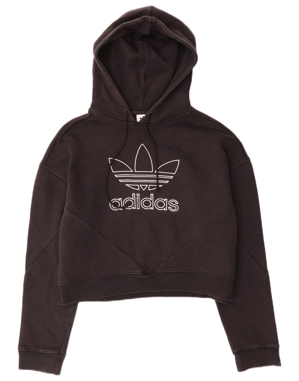 Felpa con cappuccio grafica oversize da donna ADIDAS UK 10 piccola in cotone nero