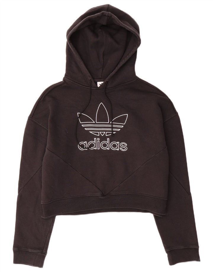 Felpa con cappuccio grafica oversize da donna ADIDAS UK 10 piccola in cotone nero