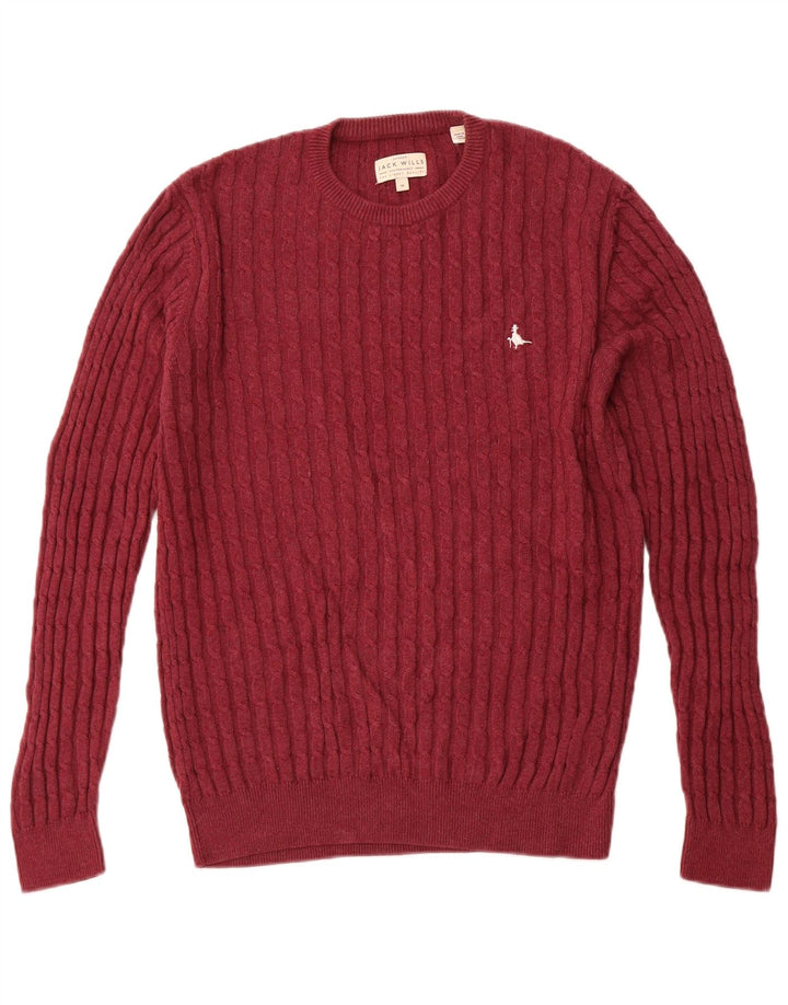 JACK WILLS Maglione da uomo girocollo in cotone marrone medio medio