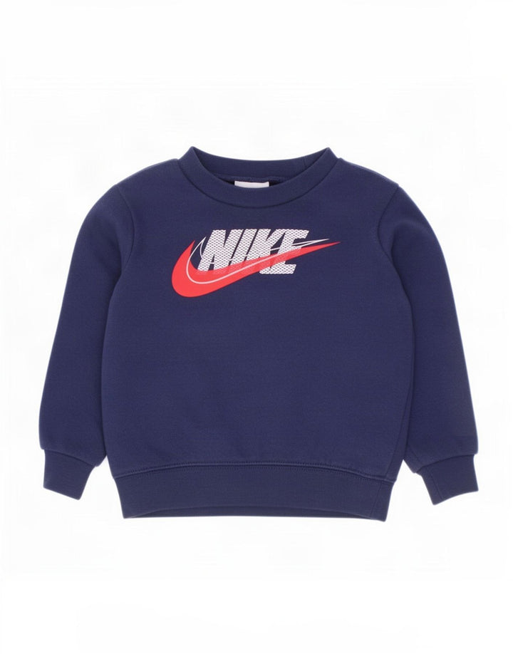 Felpa grafica Nike da bambino, 2-3 anni, in cotone blu navy