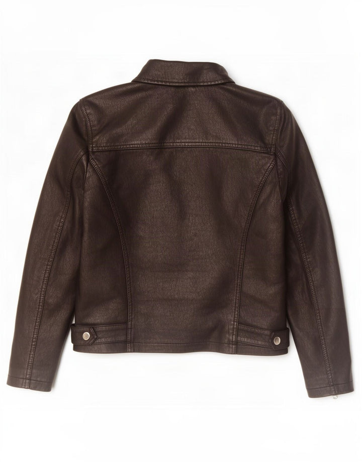 Topshop Giacca da motociclista da donna in ecopelle UK 8 Small Poliestere nero