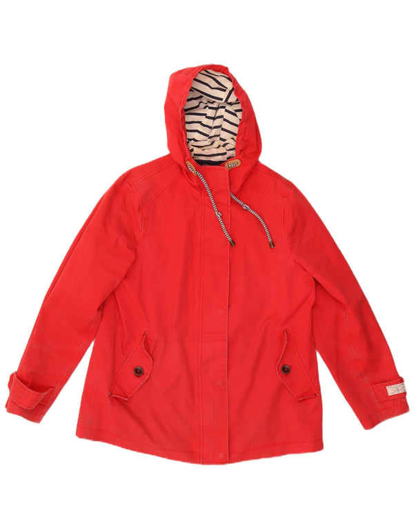 Giacca antipioggia con cappuccio da donna Joules UK 14 grande cotone rosso