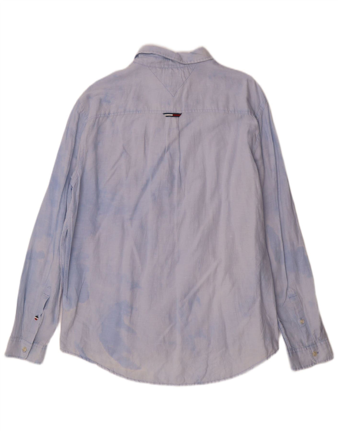 TOMMY HILFIGER Camicia da uomo vestibilità regolare XL Blu Tie Dye in cotone