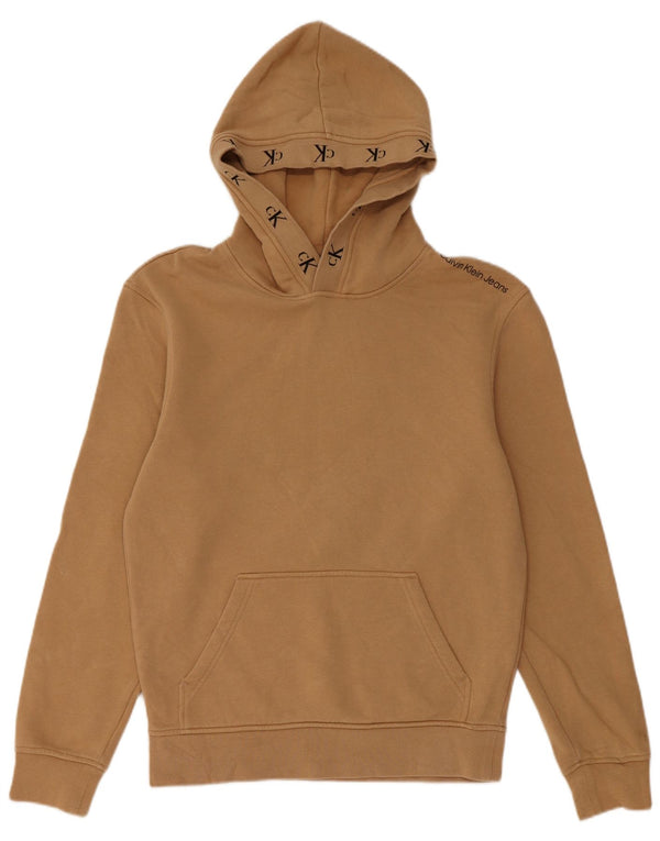 Felpa con cappuccio grafica da uomo Calvin Klein XS in cotone beige