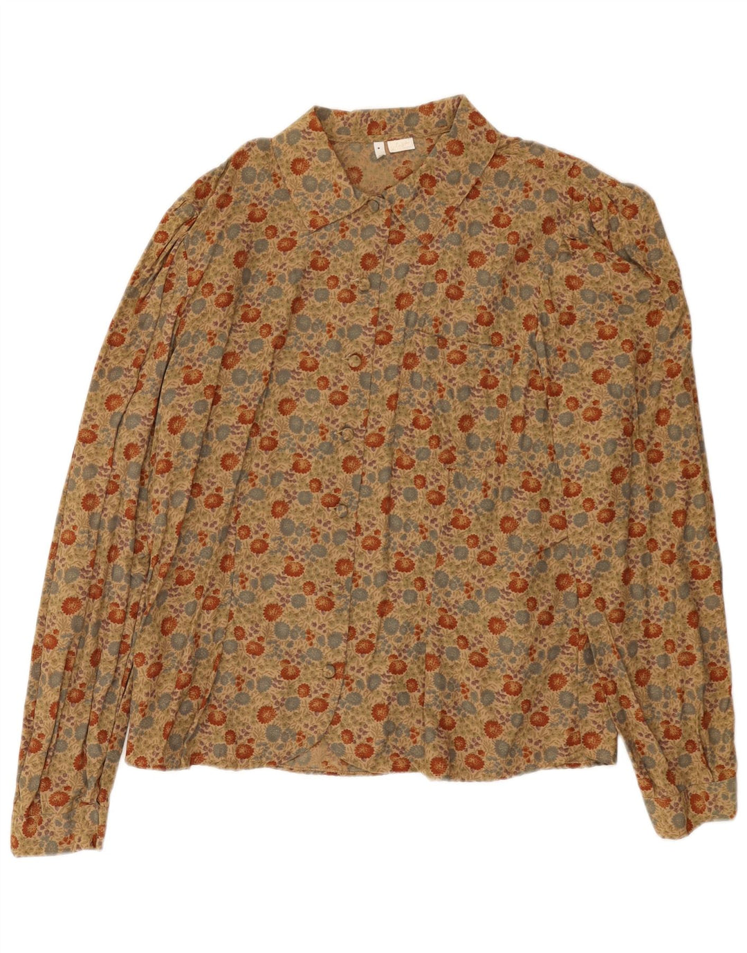 Camicetta camicia vintage da donna IT 48 XL Beige floreale
