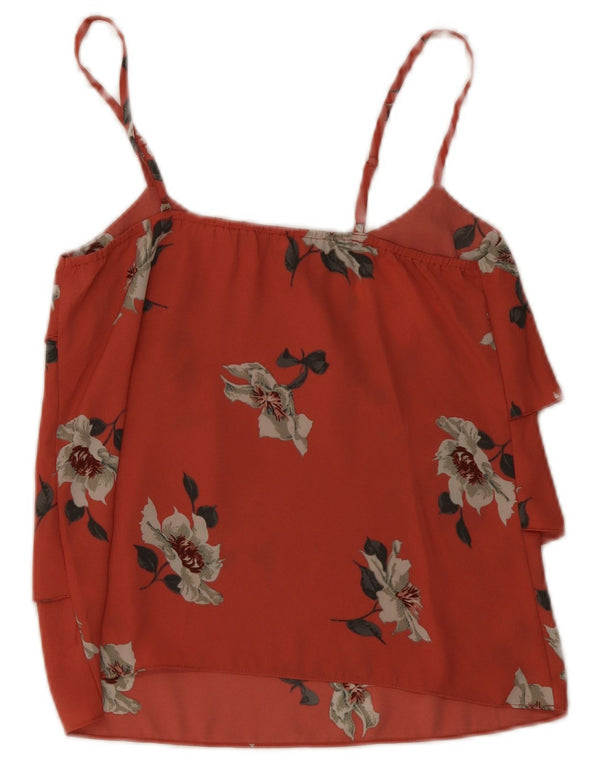 Top a strati da donna Oasis UK 8 piccolo poliestere floreale rosso