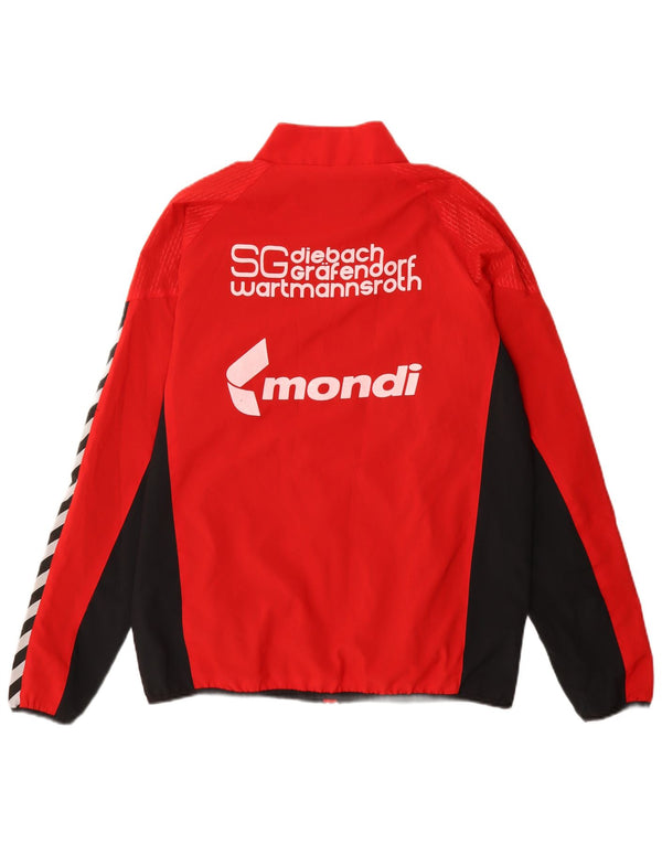 Giacca da tuta grafica da uomo Hummel in poliestere color block rosso medio