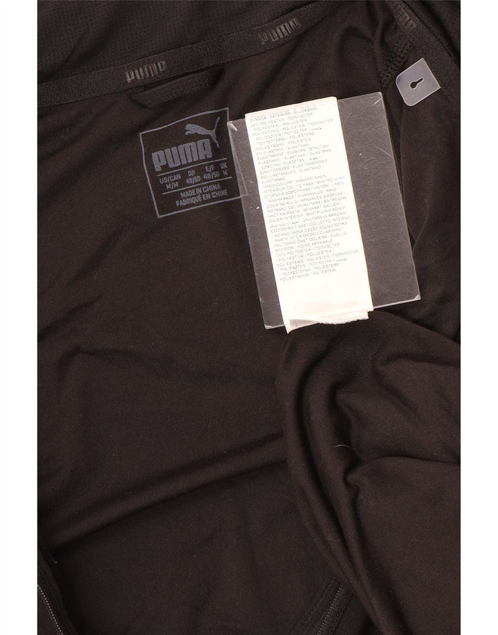 Maglia da ginnastica PUMA da uomo con zip e collo in tinta unita color nero medio