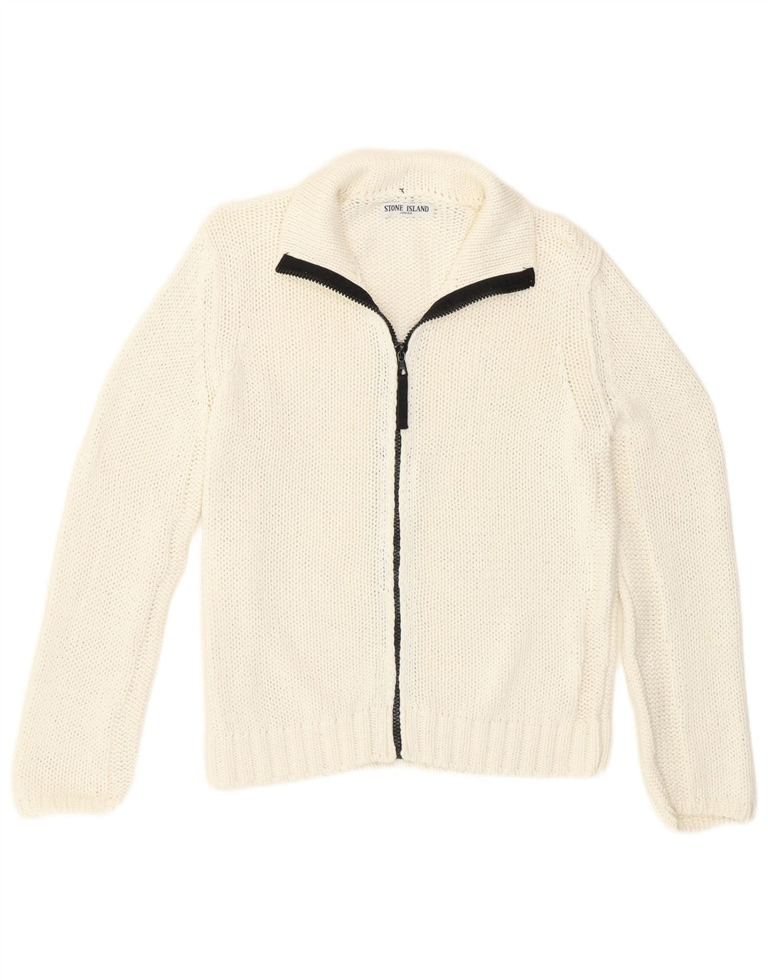 Maglione cardigan per ragazzi Stone Island 9-10 anni bianco sporco