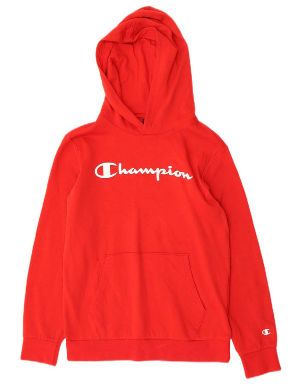 Maglione con cappuccio grafico per ragazze Champion 11-12 anni grande in cotone rosso