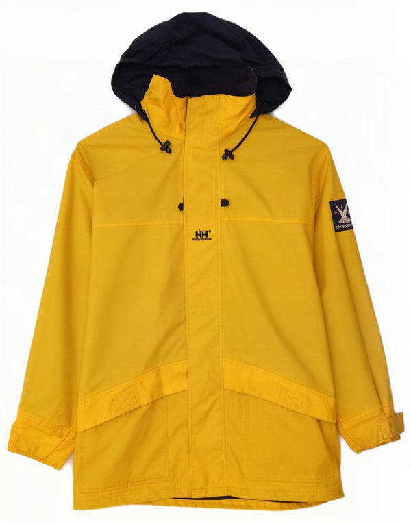 Giacca antipioggia da uomo con cappuccio grafico Helly Hansen UK 42 XL color block giallo