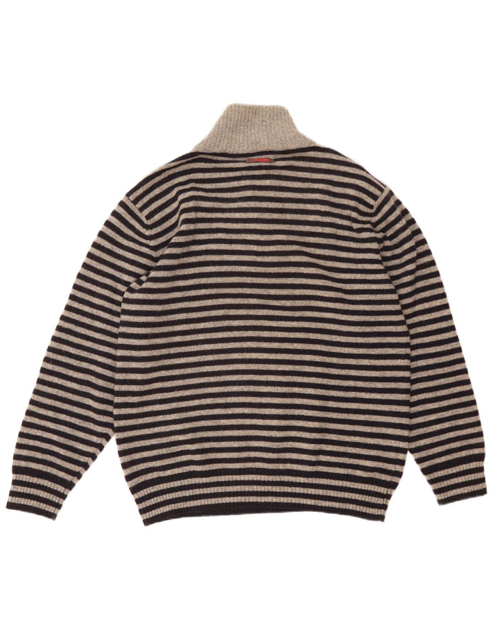 Maglione da uomo Slam con zip e collo 3XL in lana a righe blu navy