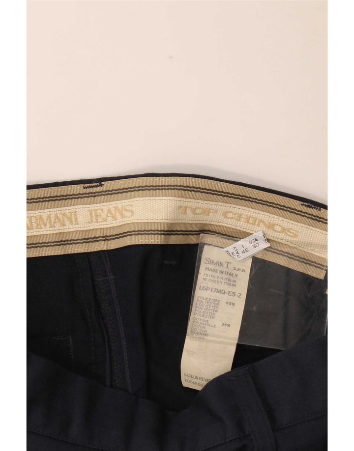 Pantaloni chino dritti da uomo Armani IT 46 Small W30 L30 poliestere blu navy