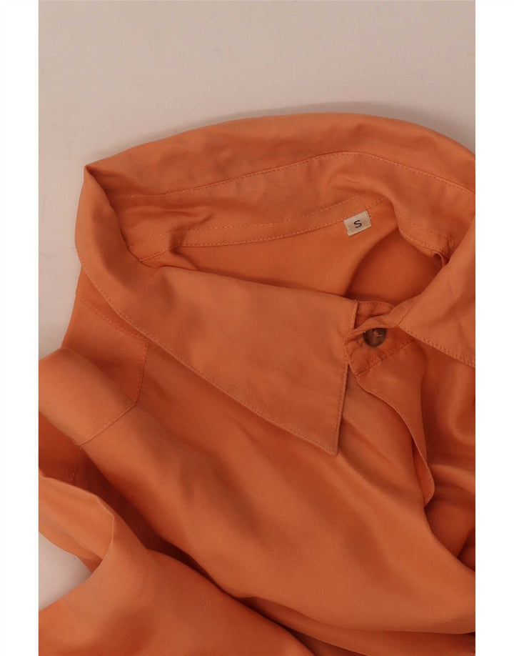 Camicia Vintage Uomo Piccola In Seta Arancione