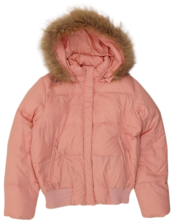 Giacca imbottita con cappuccio da donna Adidas UK 12 poliestere rosa medio