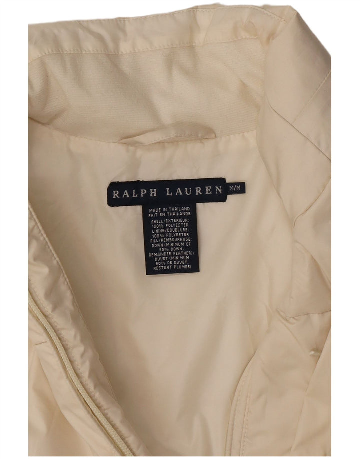 Giacca imbottita corta da donna Ralph Lauren UK 14 poliestere bianco sporco medio