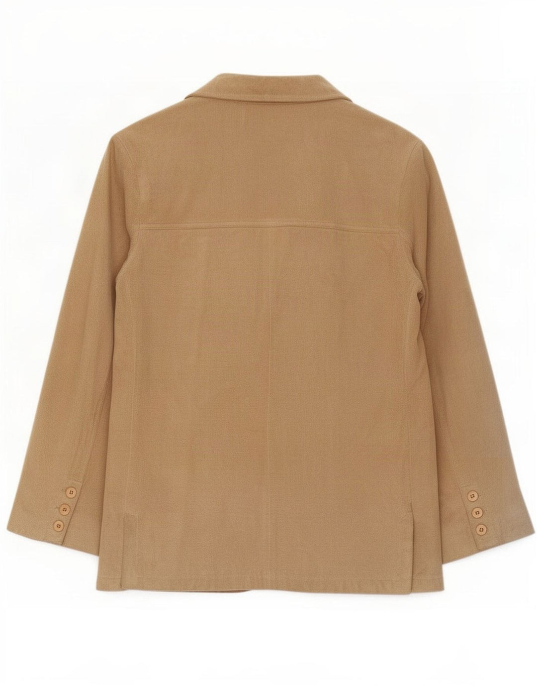 Giacca blazer vintage da donna in pelle scamosciata a 3 bottoni IT 44 in pelle beige media