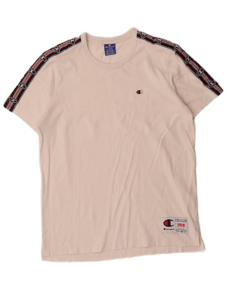 T-shirt grafica da uomo CHAMPION Top grande in cotone bianco