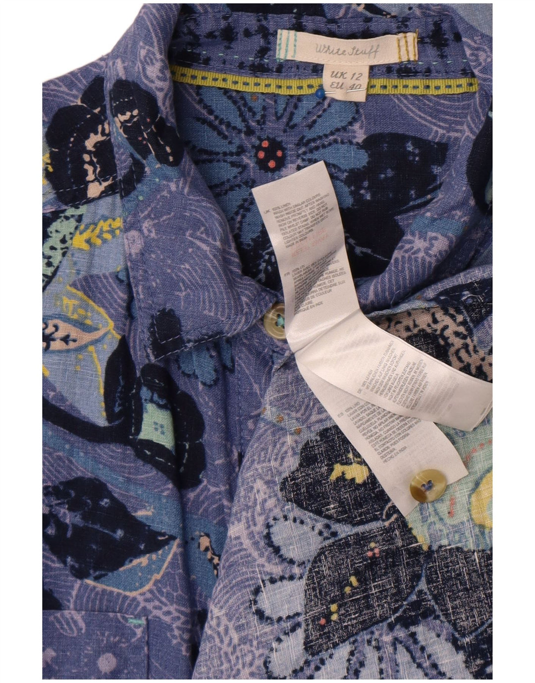 Abito camicia da donna White Stuff UK 12 Lino floreale blu medio