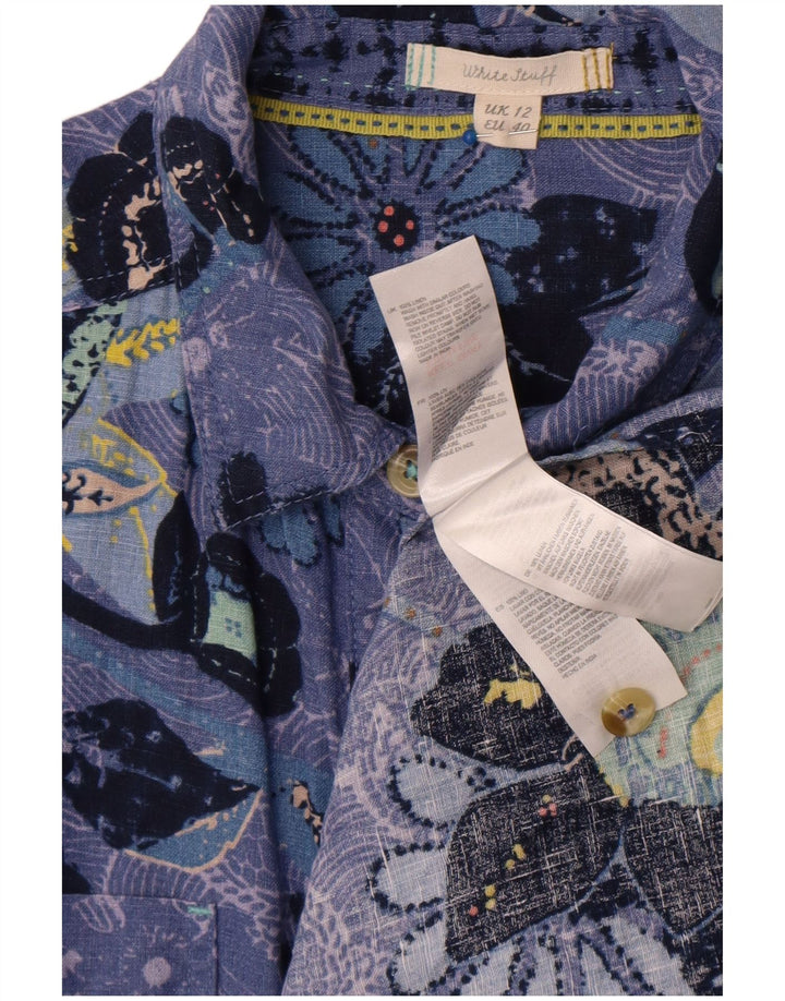 Abito camicia da donna White Stuff UK 12 Lino floreale blu medio