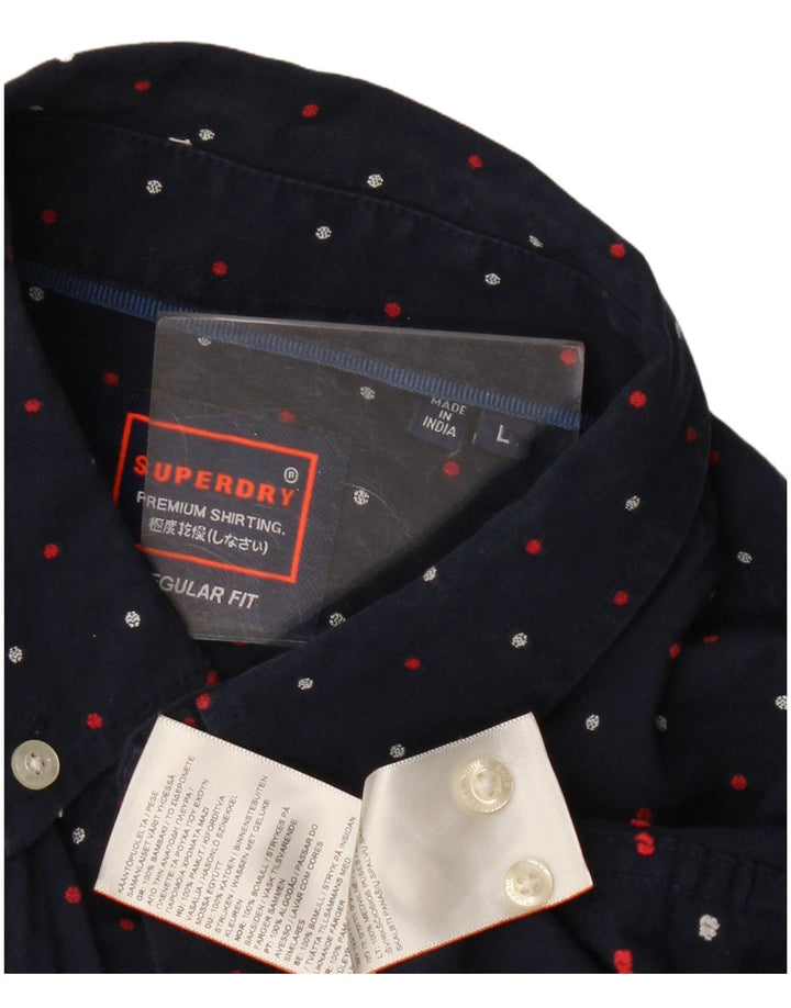 Camicia da uomo vestibilità regolare SUPERDRY grande cotone maculato blu navy