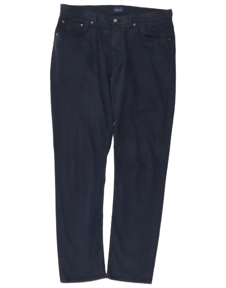 GANT Pantaloni casual slim Hayes da uomo W36 L34 cotone blu navy