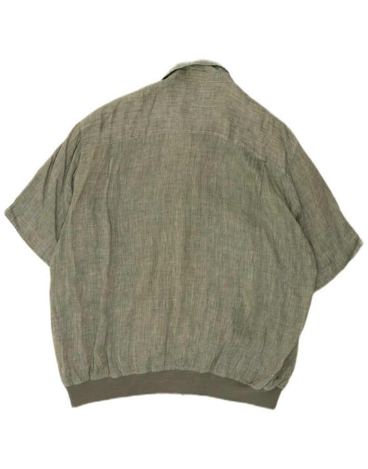 NAZZARENO G. Camicia Uomo Manica Corta XL Lino Verde