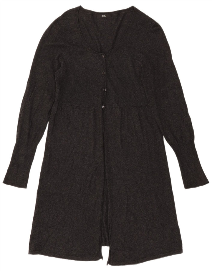 Maglione cardigan lungo da donna Marks & Spencer UK 14 grande viscosa grigia