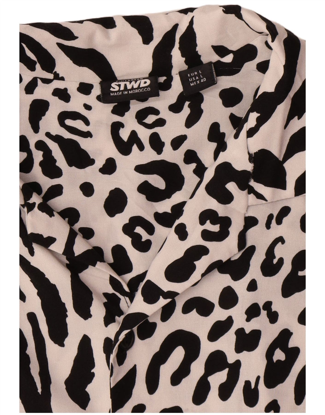 Maglia a maniche corte STWD da uomo Pull & Bear Large in viscosa bianca con stampa animalier