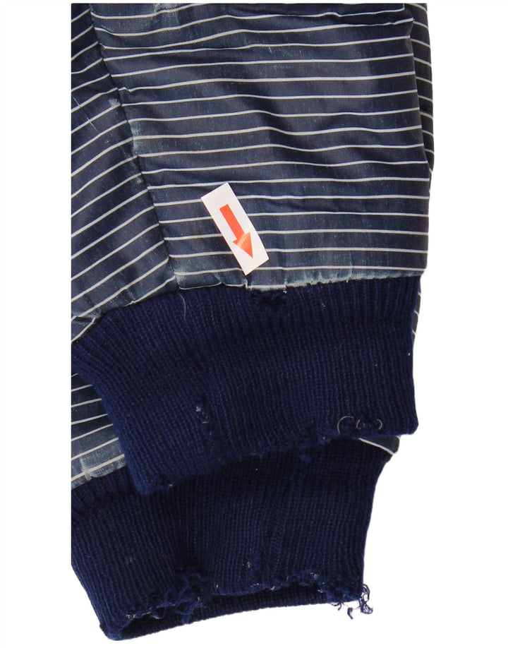 Giacca imbottita con grafica vintage da uomo UK 40 grande gessato blu navy