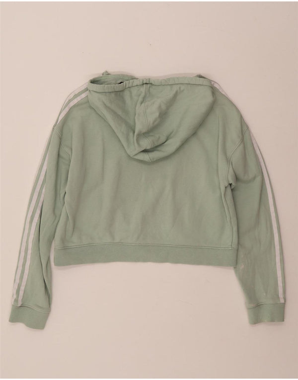 Maglione con cappuccio oversize corto da donna ADIDAS UK 8 piccolo cotone verde