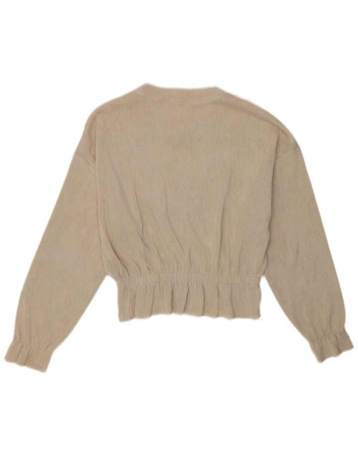 Top Zara da donna oversize a maniche lunghe UK 10 piccolo poliestere beige
