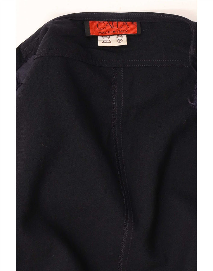 Giacca blazer aperta da donna vintage vestibilità ampia IT 46 grande lana blu navy
