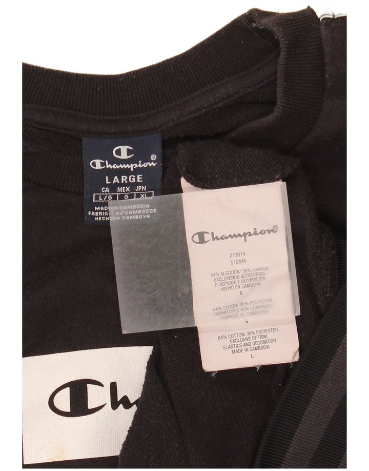 Felpa grafica da uomo Champion, maglione grande, cotone color block nero