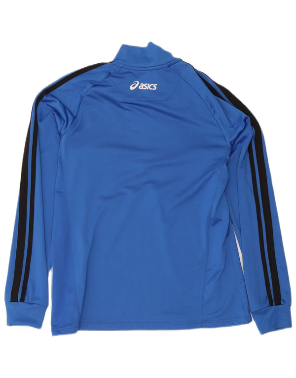 Asics - Tuta da uomo pullover con zip e collo, XL, in poliestere color block blu