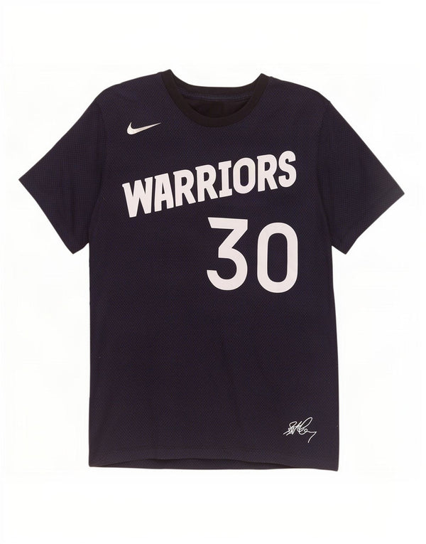 T-shirt grafica Nike Warriors da uomo, piccola, in cotone maculato blu navy