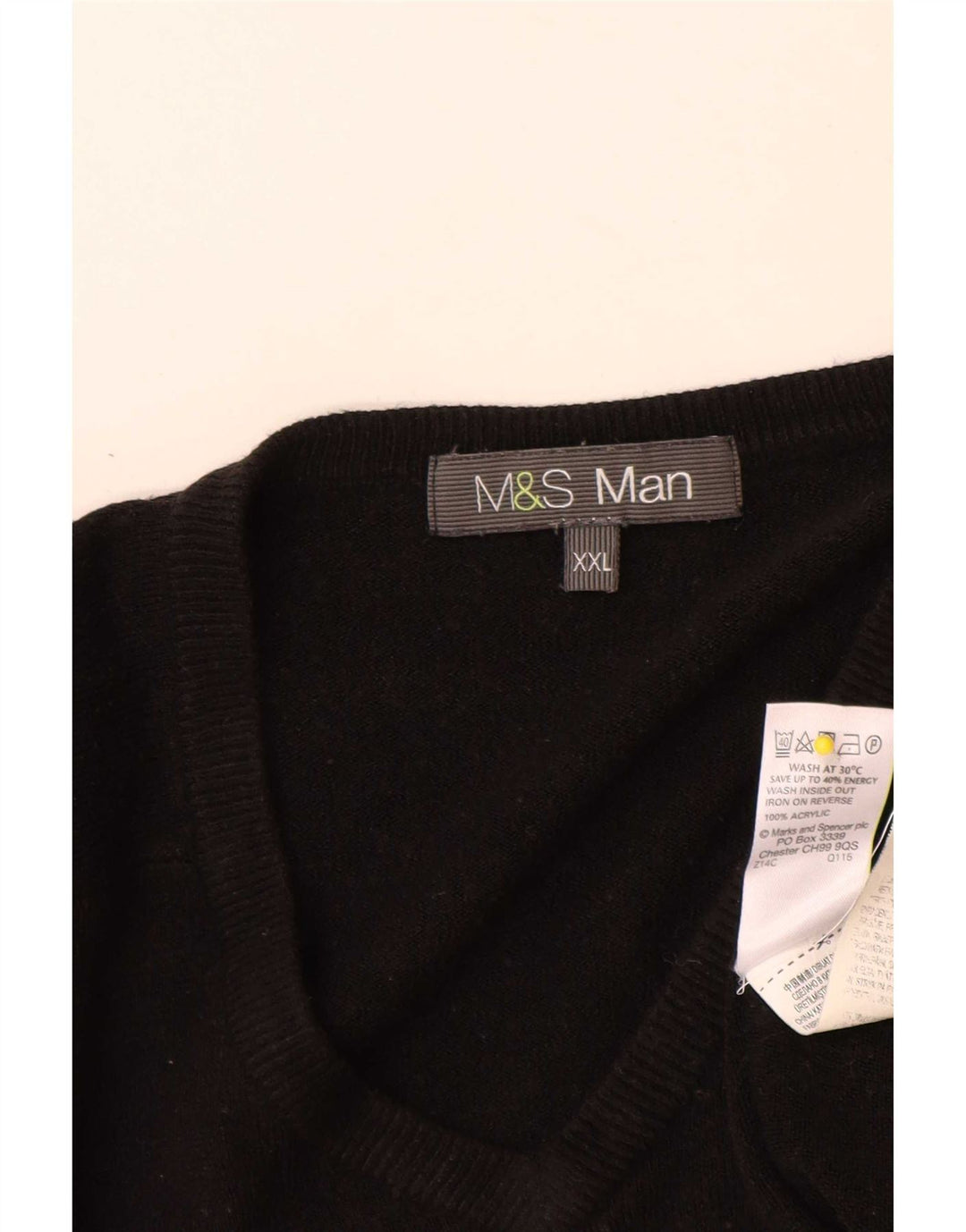 Maglione da uomo con scollo a V Marks & Spencer 2XL acrilico nero