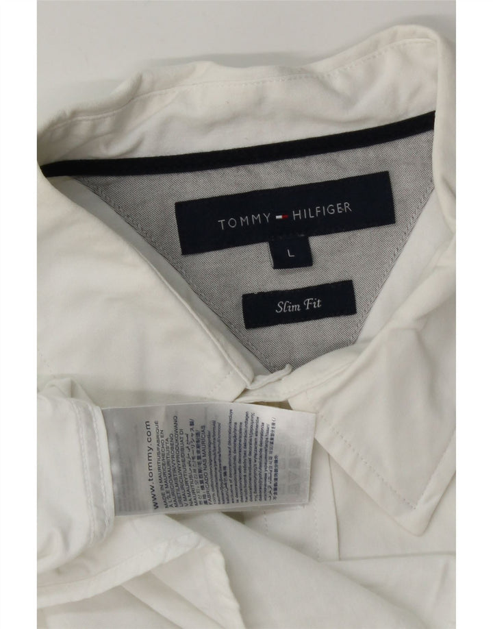 Camicia slim fit da uomo Tommy Hilfiger grande cotone bianco