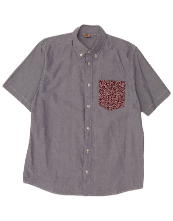 Camicia a maniche corte da uomo Carhartt XL in cotone floreale blu