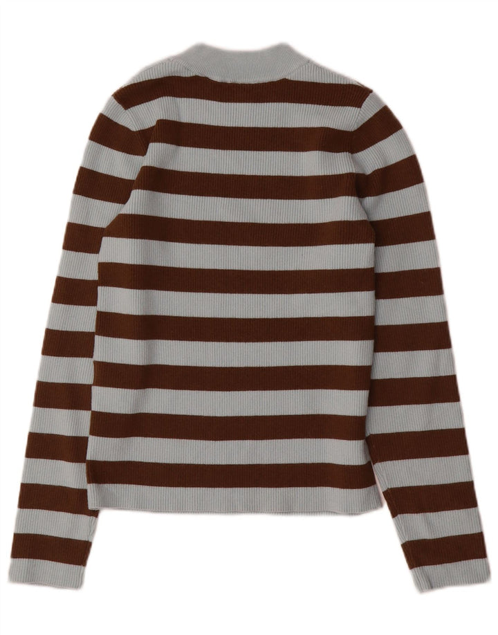 Maglione maglione girocollo da donna Levi's UK 12 Acrilico a strisce blu medio