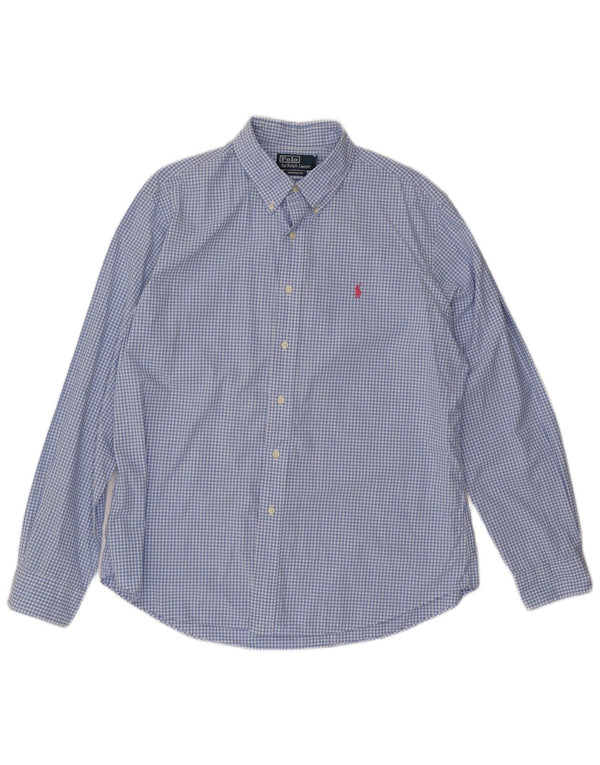 POLO RALPH LAUREN Camicia da uomo su misura XL Blu in cotone a quadretti
