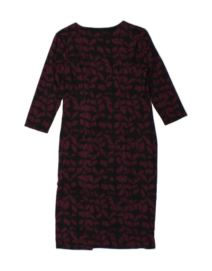EASTEX Womens Abstract Pattern 3/4 Sleeve Maxi Dress UK 12 Medium  Maroon Vintage Eastex and Second-Hand Eastex from Messina Hembry 