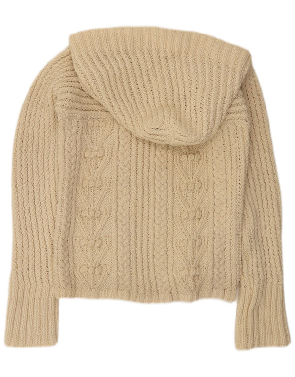 Maglione maglione con cappuccio da donna vintage UK 14 Beige medio