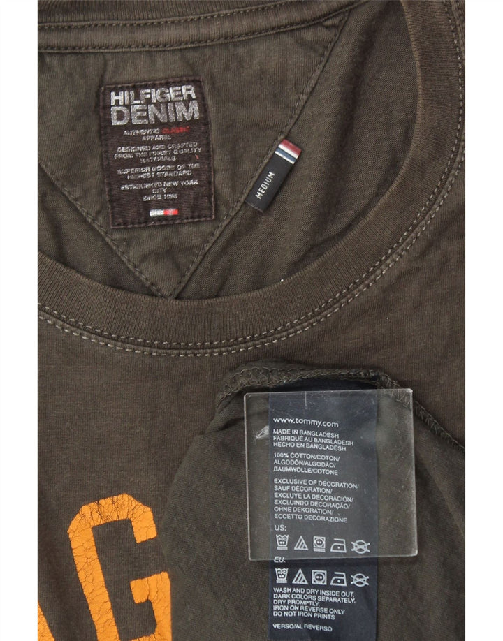 TOMMY HILFIGER Mens Graphic T-Shirt Top Medium Grey Cotton Vintage Tommy Hilfiger and Second-Hand Tommy Hilfiger from Messina Hembry 