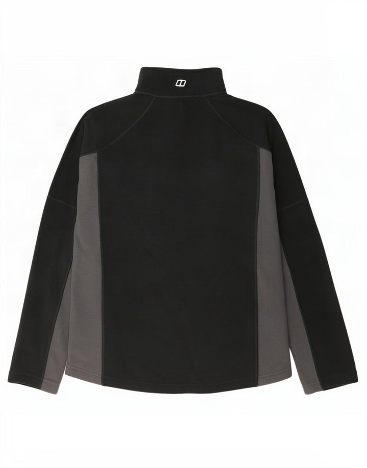 Maglione in pile da uomo Berghaus con zip e collo, poliestere color block medio nero