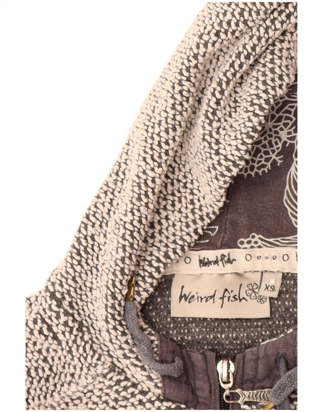 WEIRD FISH Maglione con cappuccio e zip da donna UK 6 XS Cotone grigio