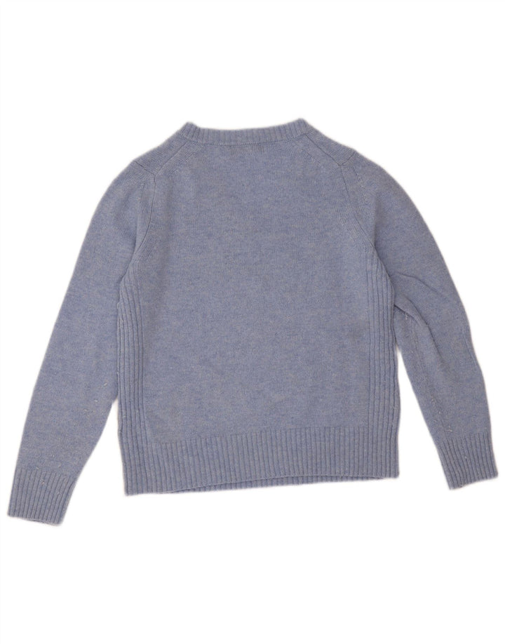 Maglione da donna Marks & Spencer con scollo a V UK 12 Lana d'agnello blu medio