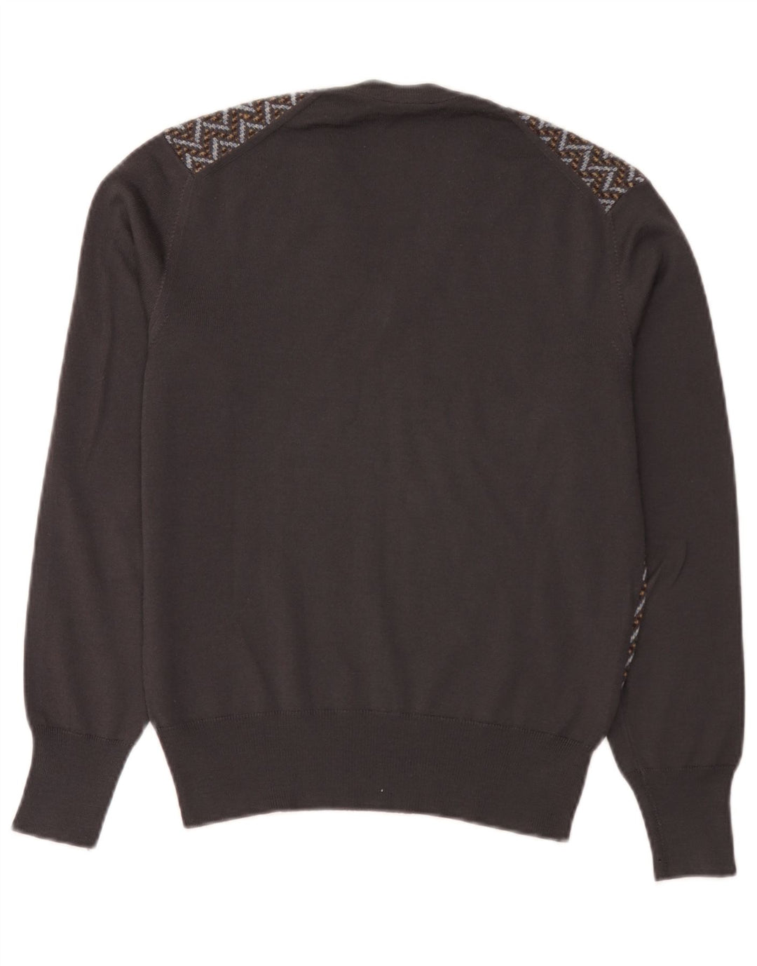 Maglione vintage da uomo con scollo a V IT 50 Marrone medio geometrico