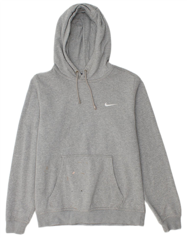 Felpa con cappuccio da uomo Nike in cotone mélange grigio medio